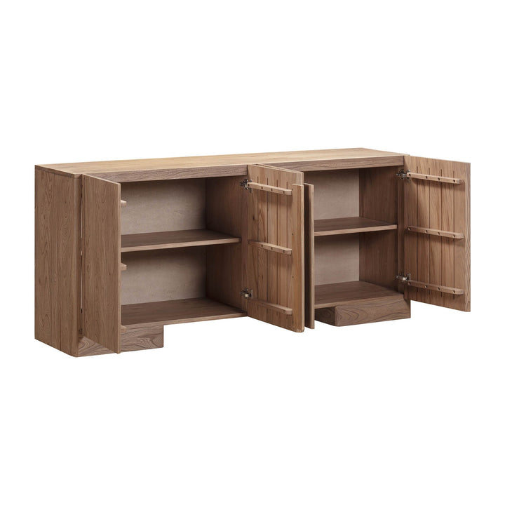 Hazel 71 inch sideboard four doors rustic elm caramel finish clean