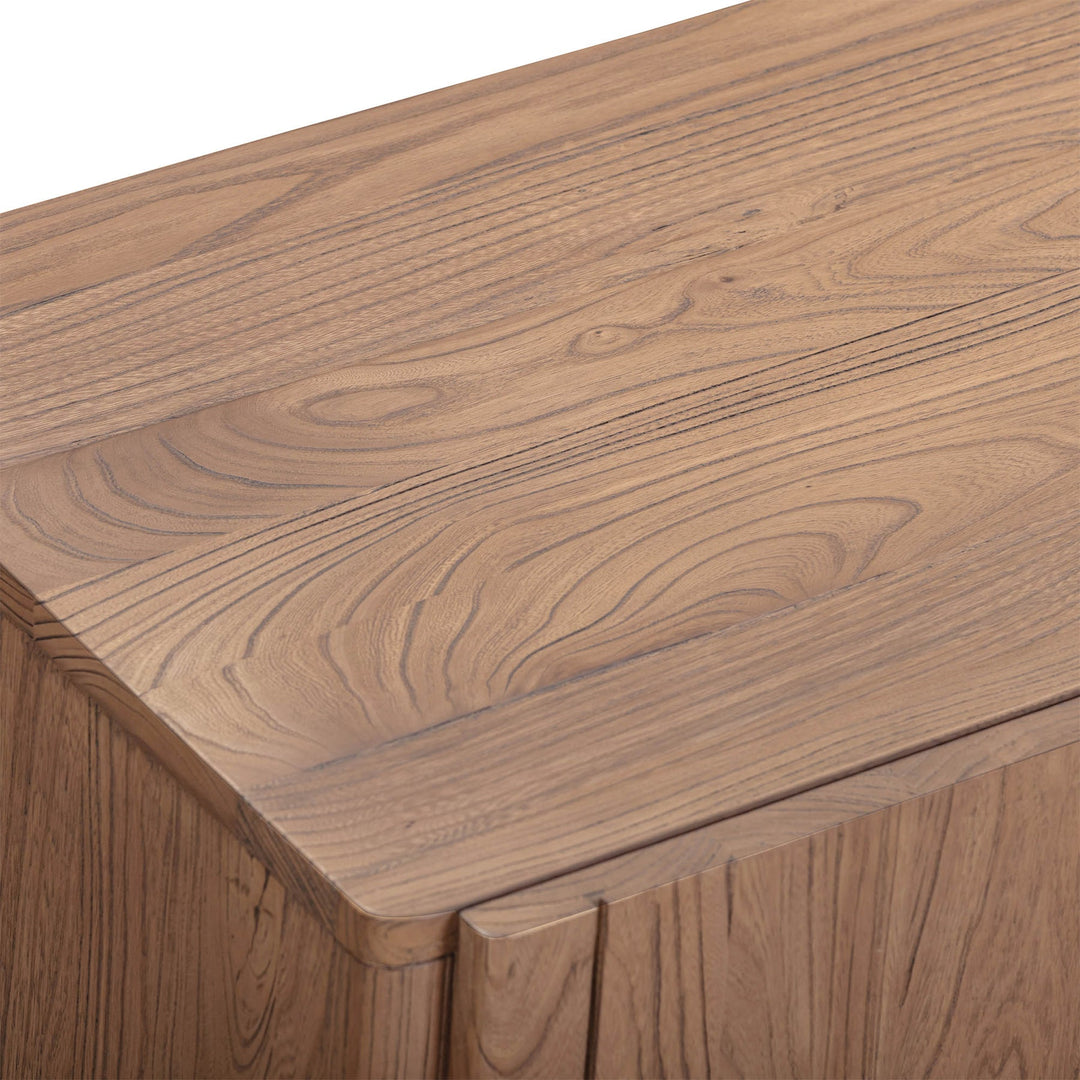 Hazel sideboard sandblast caramel finish elm wood grain depth