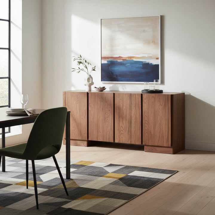 Hazel rustic elm sideboard styled in modern rustic Canadian dining room