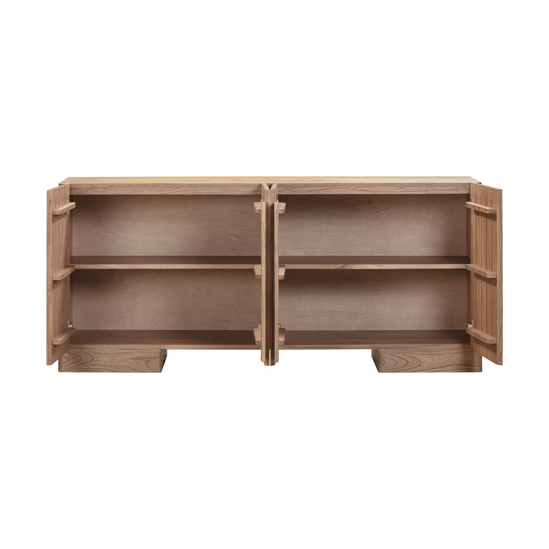 Hazel 71 inch sideboard four doors rustic elm caramel finish clean lines