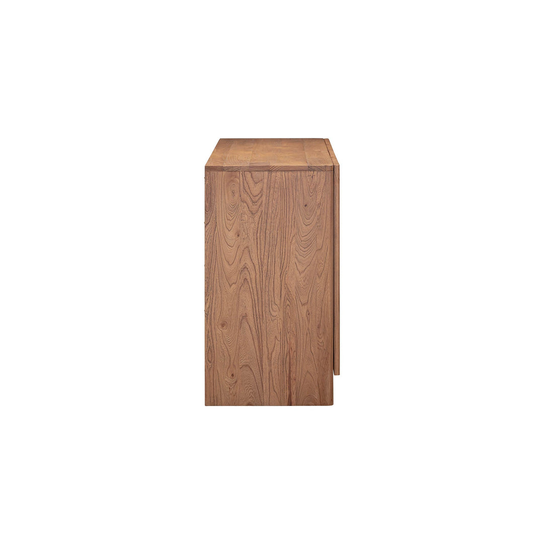 Hazel sideboard rustic elm natural grain sandblast texture caramel close-up