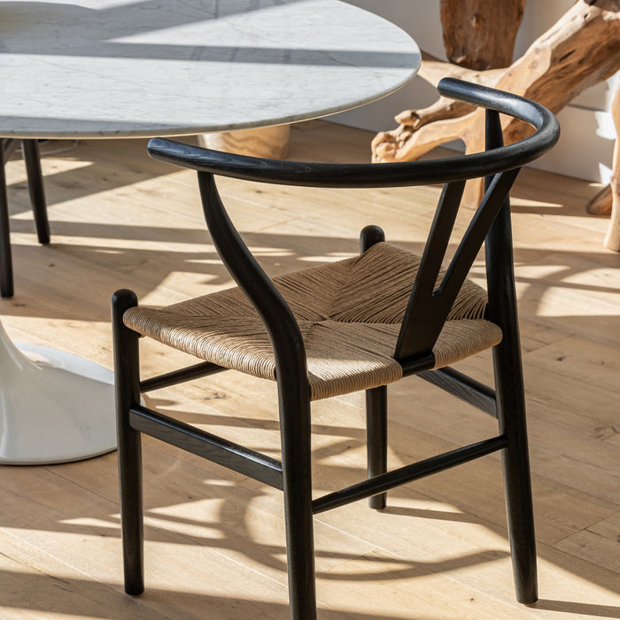 Frida Dining Chair - Black with Natural Seat