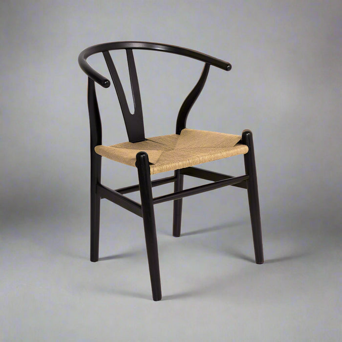 Frida Dining Chair - Black with Natural Seat