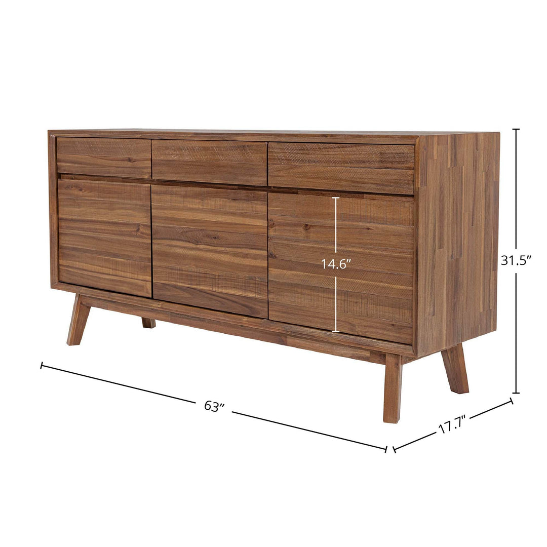 Gia Sideboard - Elegant Warm Pecan Finish | Spacious & Stylish Living Room Storage