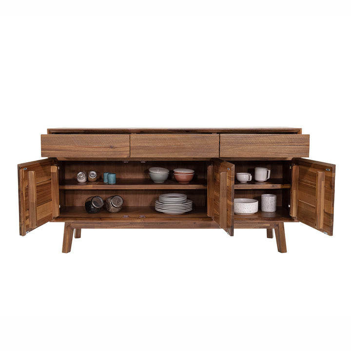 Gia Sideboard - Elegant Warm Pecan Finish | Spacious & Stylish Living Room Storage