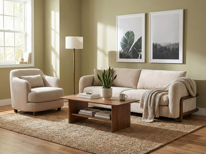 Weston Club Chair – Plush Loose Cushion Accent Chair with Exposed Rubberwood Legs ,Modern Lounge Chair