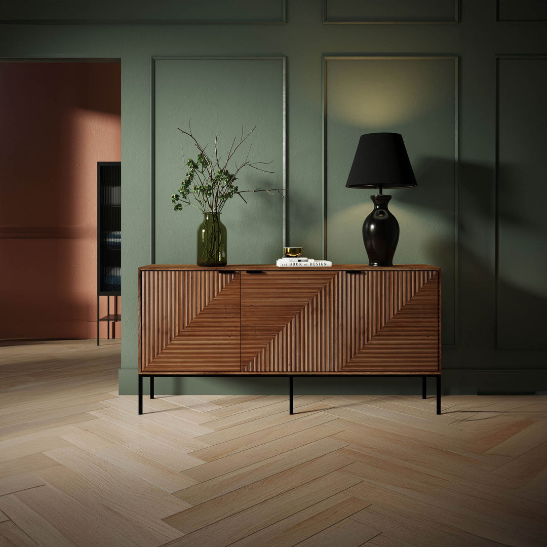 Grove mango wood sideboard styled in modern Canadian dining room