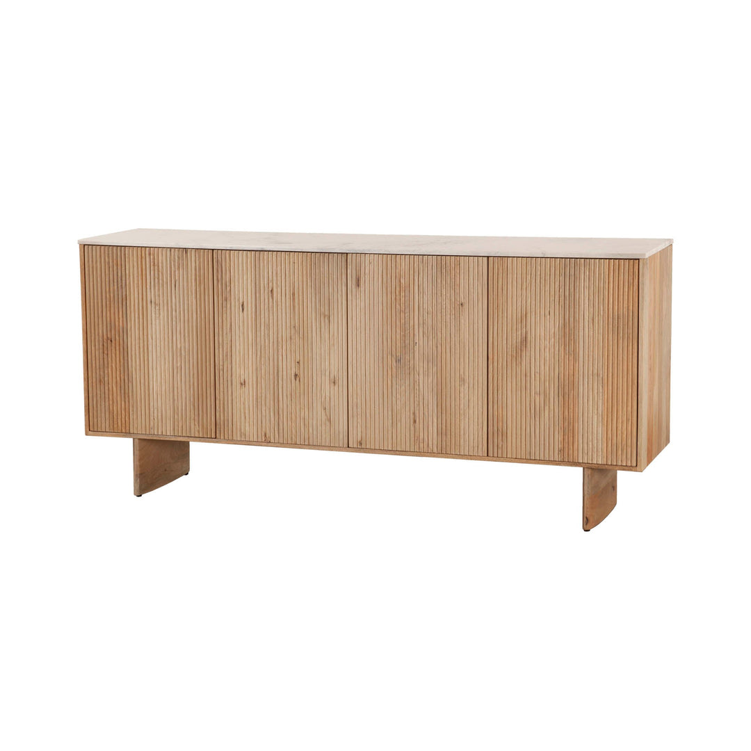 Calla 74 inch white marble top CNC fluted mango wood sideboard Canada