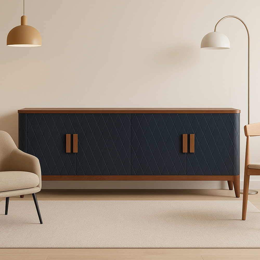 Interior view of Lumorra sideboard showing soft-close storage compartments