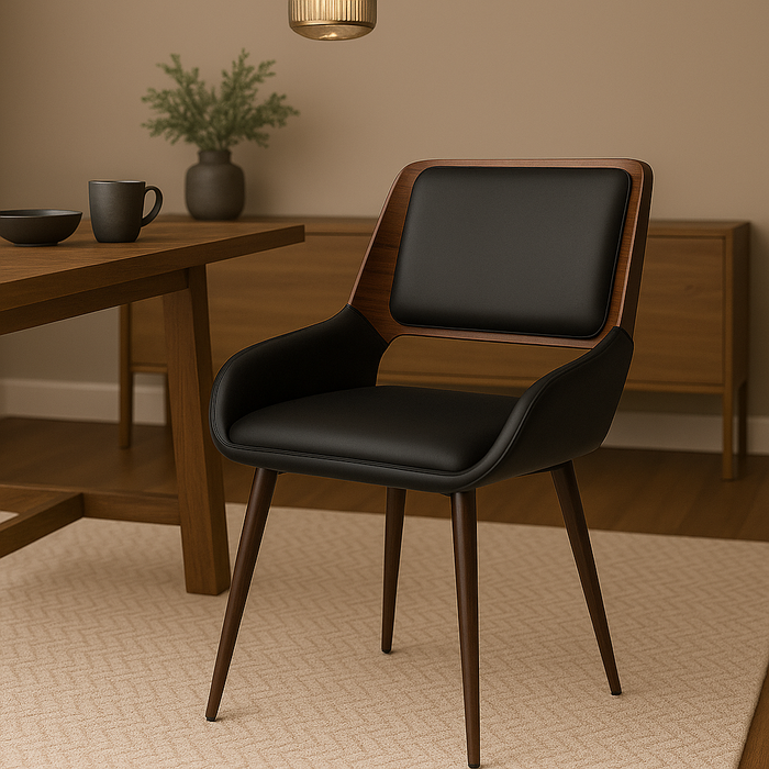 Hudson Dining Chair - Black & Walnut