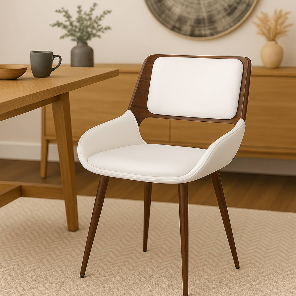 Hudson Dining Chair - White & Walnut - Decoronto