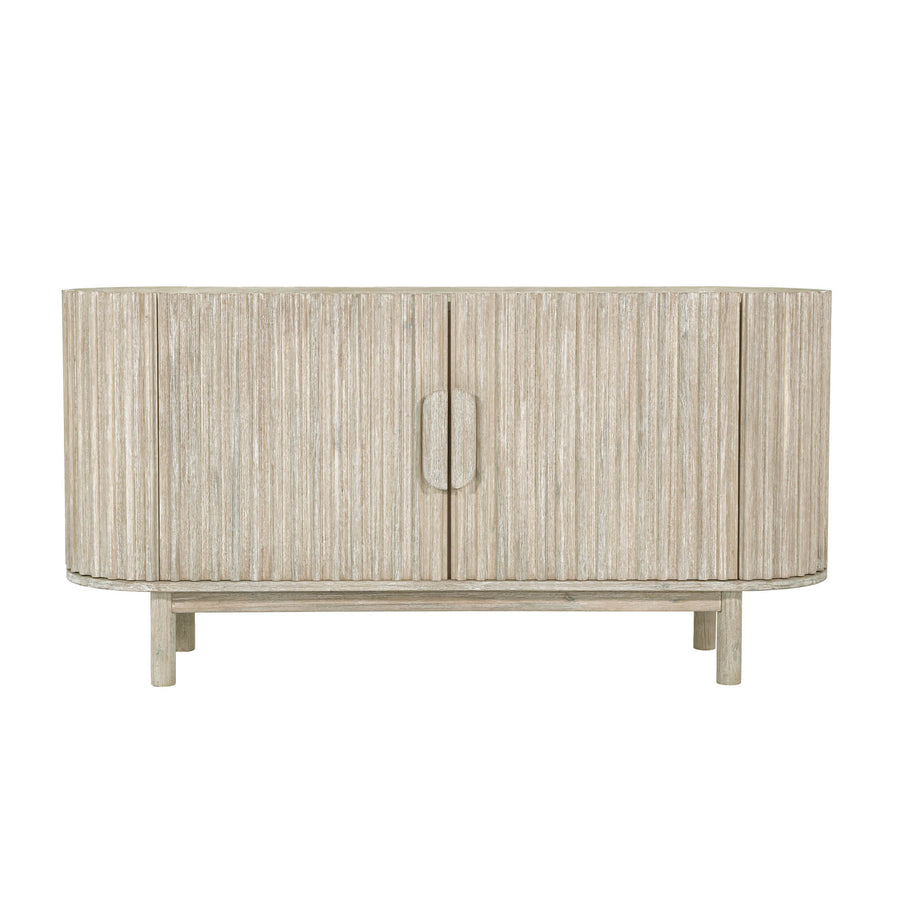 Coastal-inspired acacia sideboard with fluted detailing and soft-close doors. Airy, elegant, and functional. Free Canada-wide shipping.