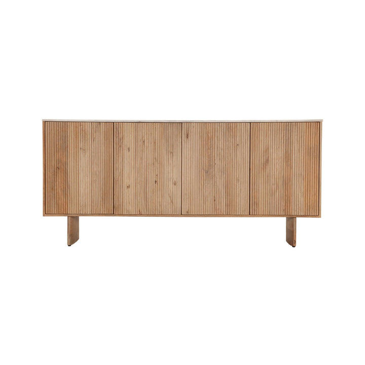 Solid mango wood sideboard with marble top and natural grain finish. Elegant storage with a calming, modern design. Free Canada-wide shipping.