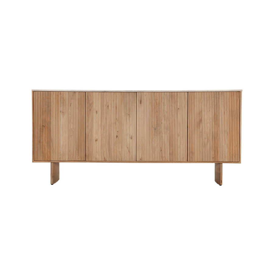 Solid mango wood sideboard with marble top and natural grain finish. Elegant storage with a calming, modern design. Free Canada-wide shipping.