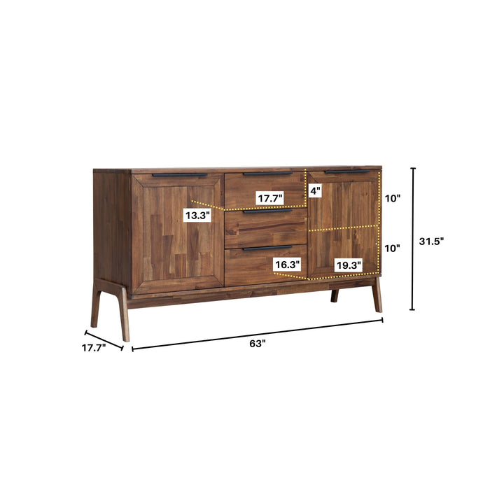 Remix Sideboard - Elegant Solid Acacia Wood Furniture with Estelle Brown Finish