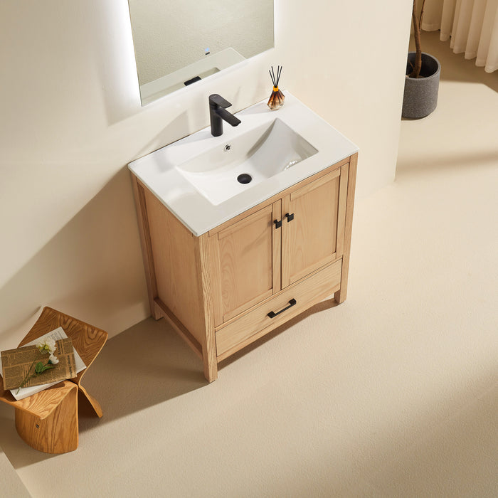 Eminence - 30" White Oak, Integrated Ceramic Sink - Decoronto