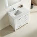 Eminence - 36" White ,  White Quartz Countertop, Right side Drawers - Decoronto