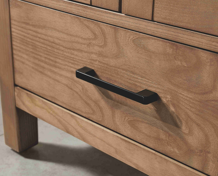 Nora 36″ Bathroom Vanity – Solid Wood with White Quartz Top, Antique Oak - Left Side Sink - Decoronto