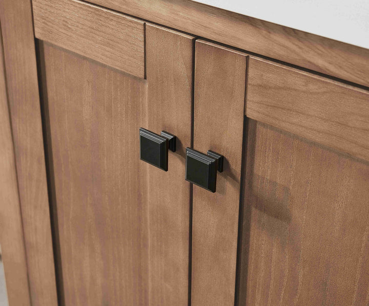 Nora 36″ Bathroom Vanity – Solid Wood with White Quartz Top, Antique Oak - Left Side Sink - Decoronto