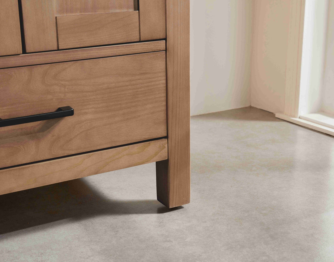 Nora 42″ Bathroom Vanity – Solid Wood with White Quartz Top, Antique Oak - Decoronto