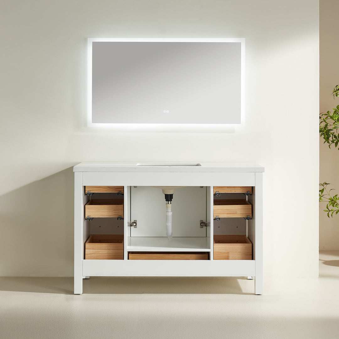 Eminence - 54" White ,  White Quartz Countertop - Decoronto