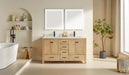 Eminence - 60" White Oak,  Double Sink, White Quartz Countertop - Decoronto