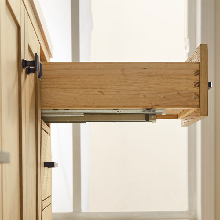 Eminence - 60" White Oak,  Single Sink, White Quartz Countertop - Decoronto