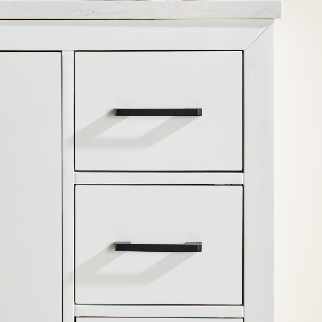 Austin - 36" White, Right Drawers, White Quartz Countertop - Decoronto