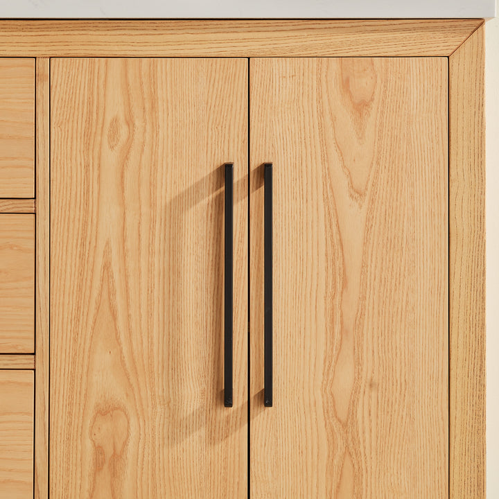 Austin - 60" White Oak, White Quartz Countertop, Double Sink - Decoronto