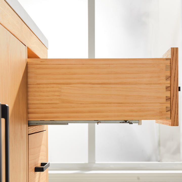 Austin - 60" White Oak, White Quartz Countertop, Single Sink - Decoronto