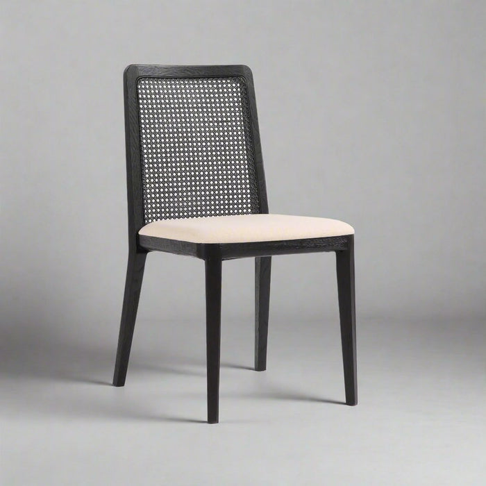 Cane Dining Chair - Oyster Linen/Black Frame - Decoronto