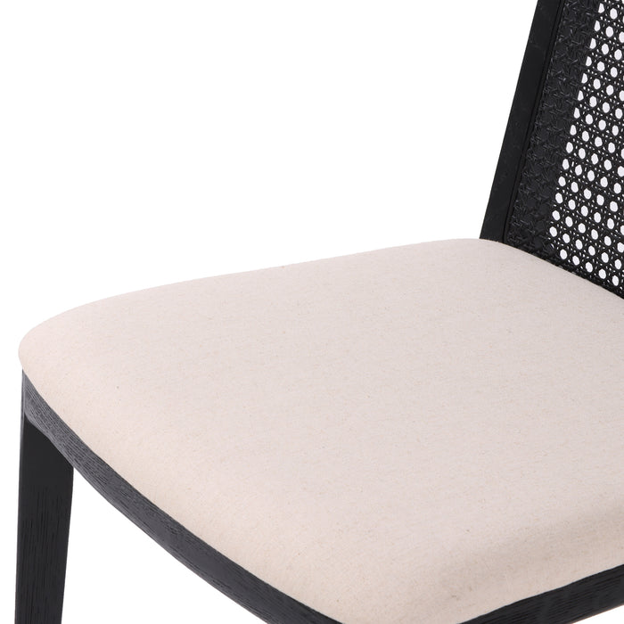 Cane Dining Chair - Oyster Linen/Black Frame - Decoronto