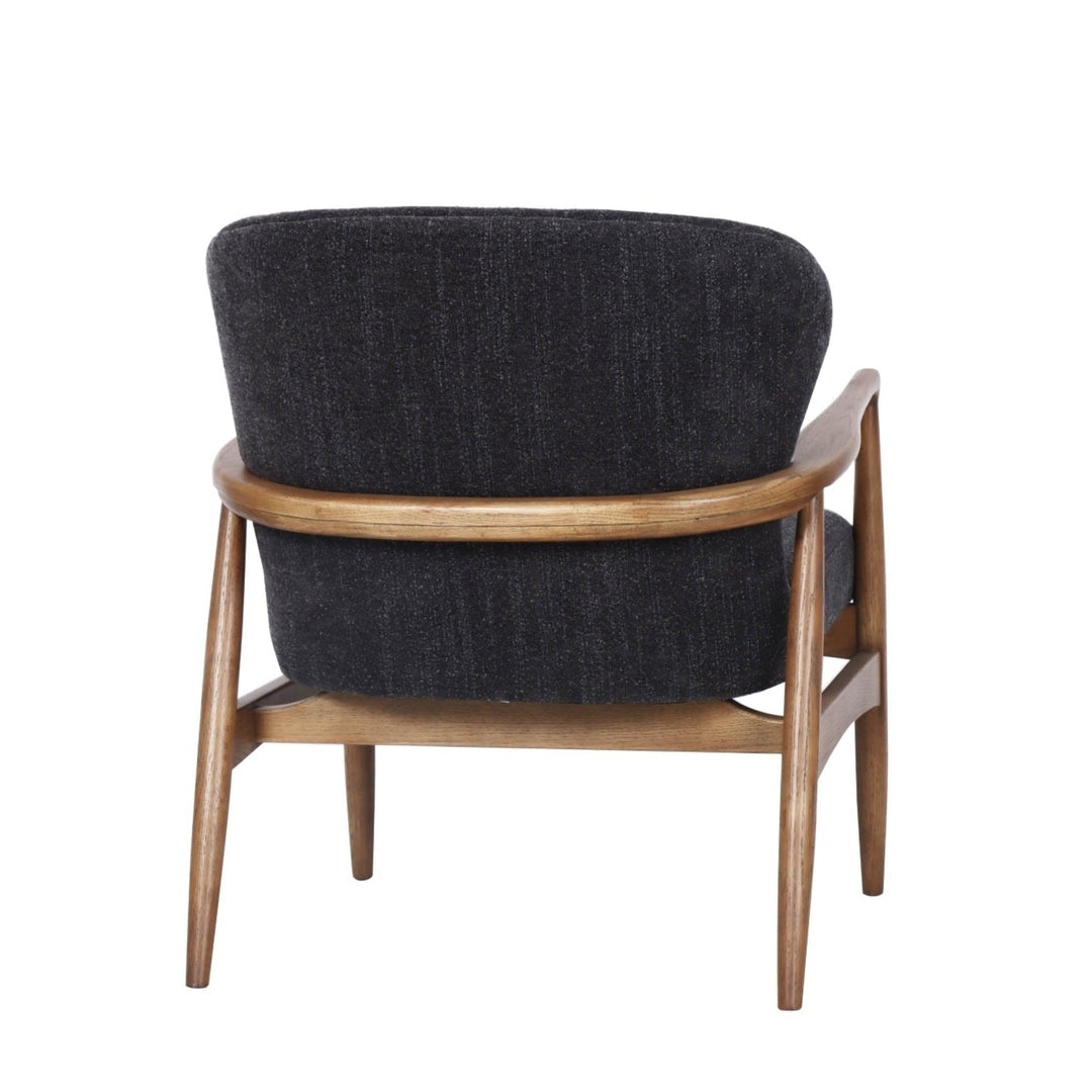 Beckett Club Chair – Inkwell Grey-Blue Upholstered Accent Chair with Ash Wood Frame &amp; Lumbar Pillow