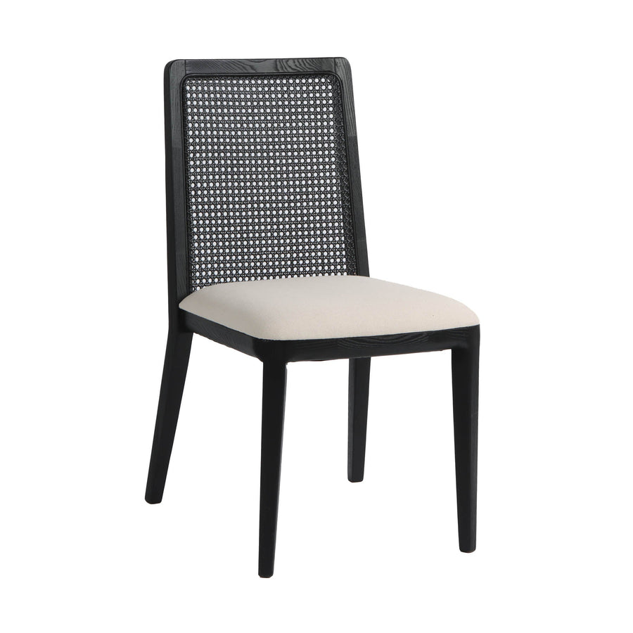 Cane Dining Chair - Oyster Linen/Black Frame - Decoronto