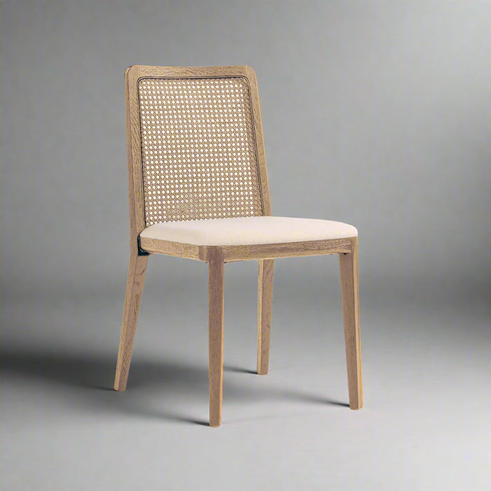 Cane Dining Chair - Oyster Linen/Natural Frame - Decoronto