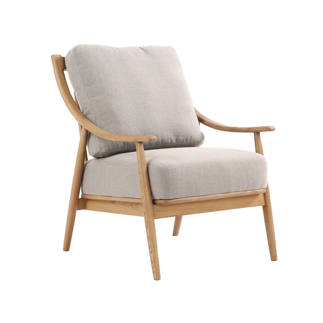 Harlow club chair light linen upholstery natural solid ash frame mid-century modern Canada