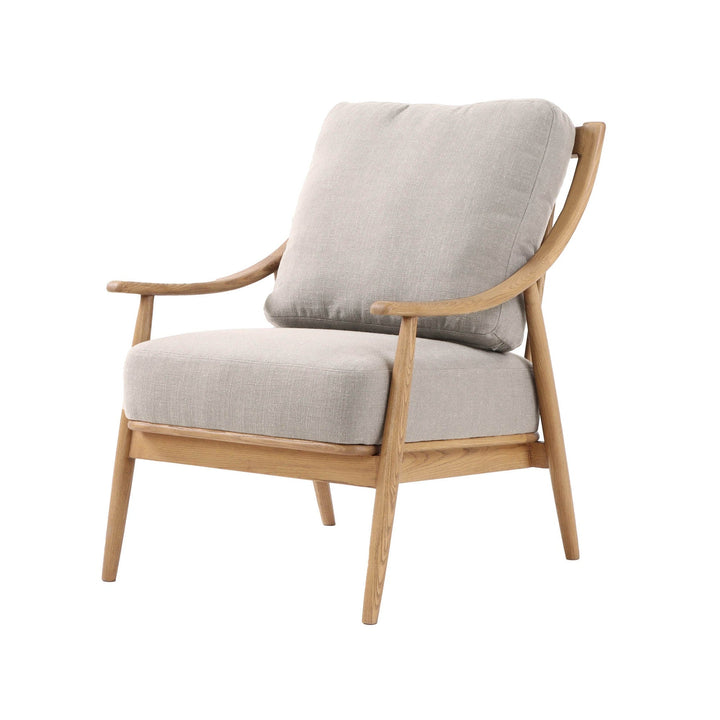 Harlow club chair light linen mixed fabric upholstery close-up