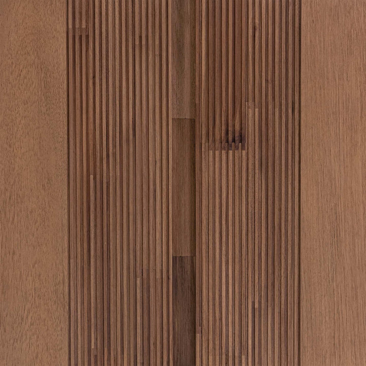 Amber sideboard soft-close hinge detail acacia wood toffee brown