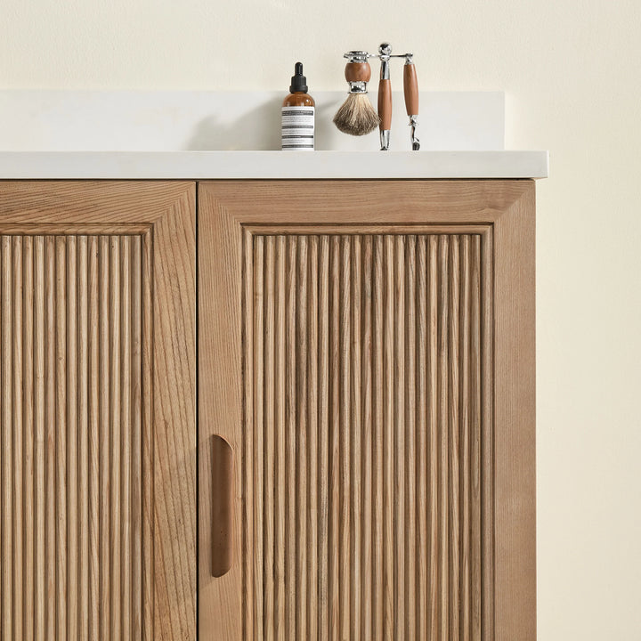 Elora 60″ Bathroom Vanity with Quartz Top Single Sink - Oak - Decoronto