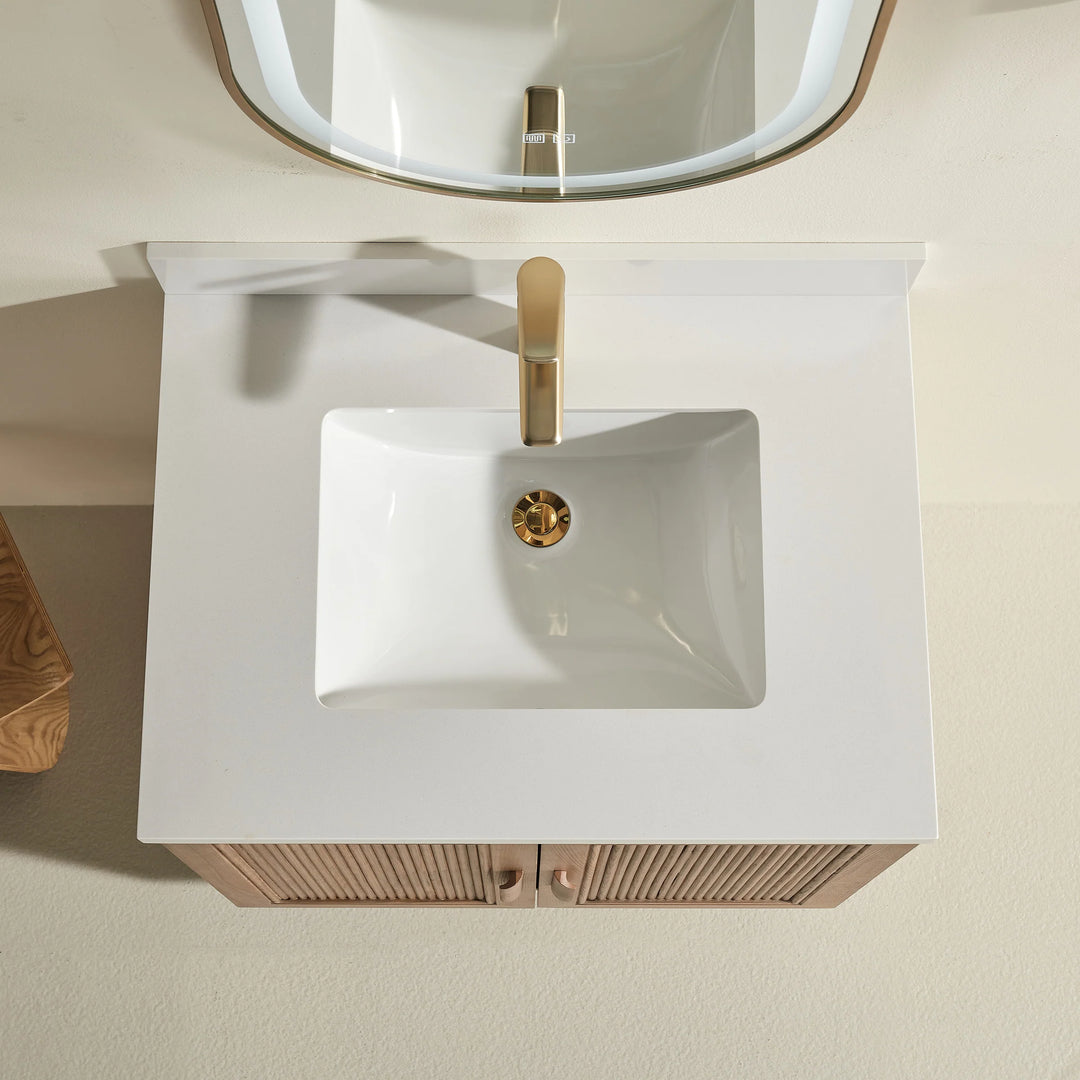Elora 30″ Bathroom Vanity with Quartz Top - Oak - Decoronto