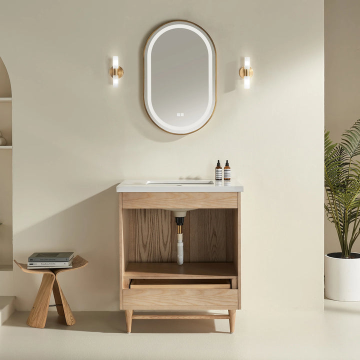 Elora 30″ Bathroom Vanity with Quartz Top - Oak - Decoronto