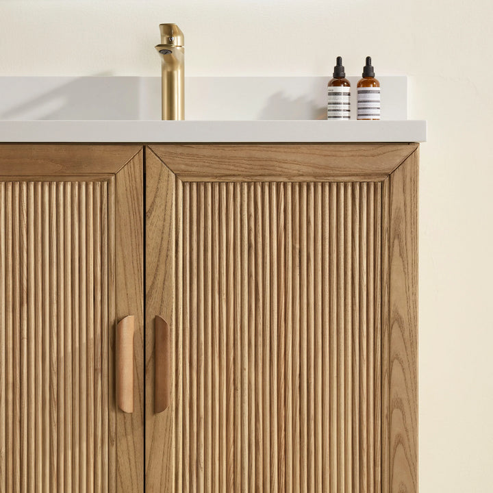 Elora 36″ Bathroom Vanity with Quartz Top - Oak - Decoronto