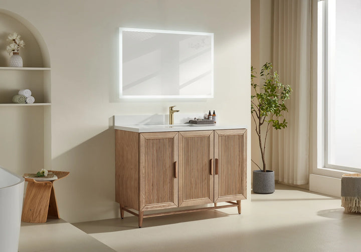Elora 48″ Bathroom Vanity with Quartz Top - Oak - Decoronto