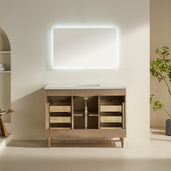 Elora 48″ Bathroom Vanity with Quartz Top - Oak - Decoronto