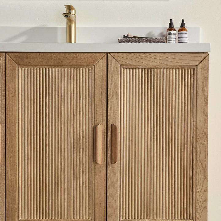 Elora 48″ Bathroom Vanity with Quartz Top - Oak - Decoronto