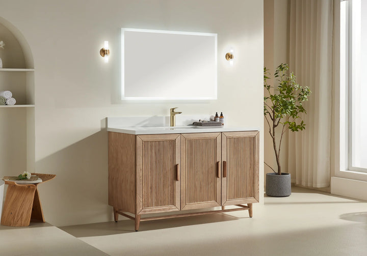 Elora 54″ Bathroom Vanity with Quartz Top - Oak - Decoronto