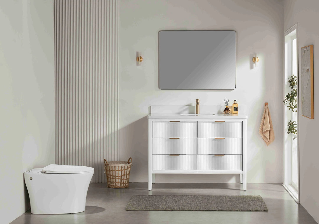 Liora 48" Bathroom Vanity with Quartz Top - White