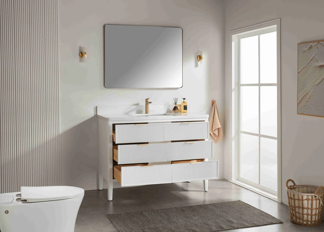Liora 48" Bathroom Vanity with Quartz Top - White