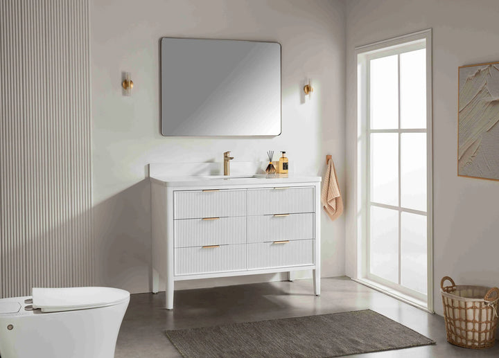 Liora 48" Bathroom Vanity with Quartz Top - White
