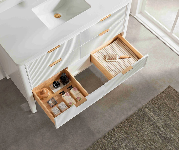 Liora 48" Bathroom Vanity with Quartz Top - White